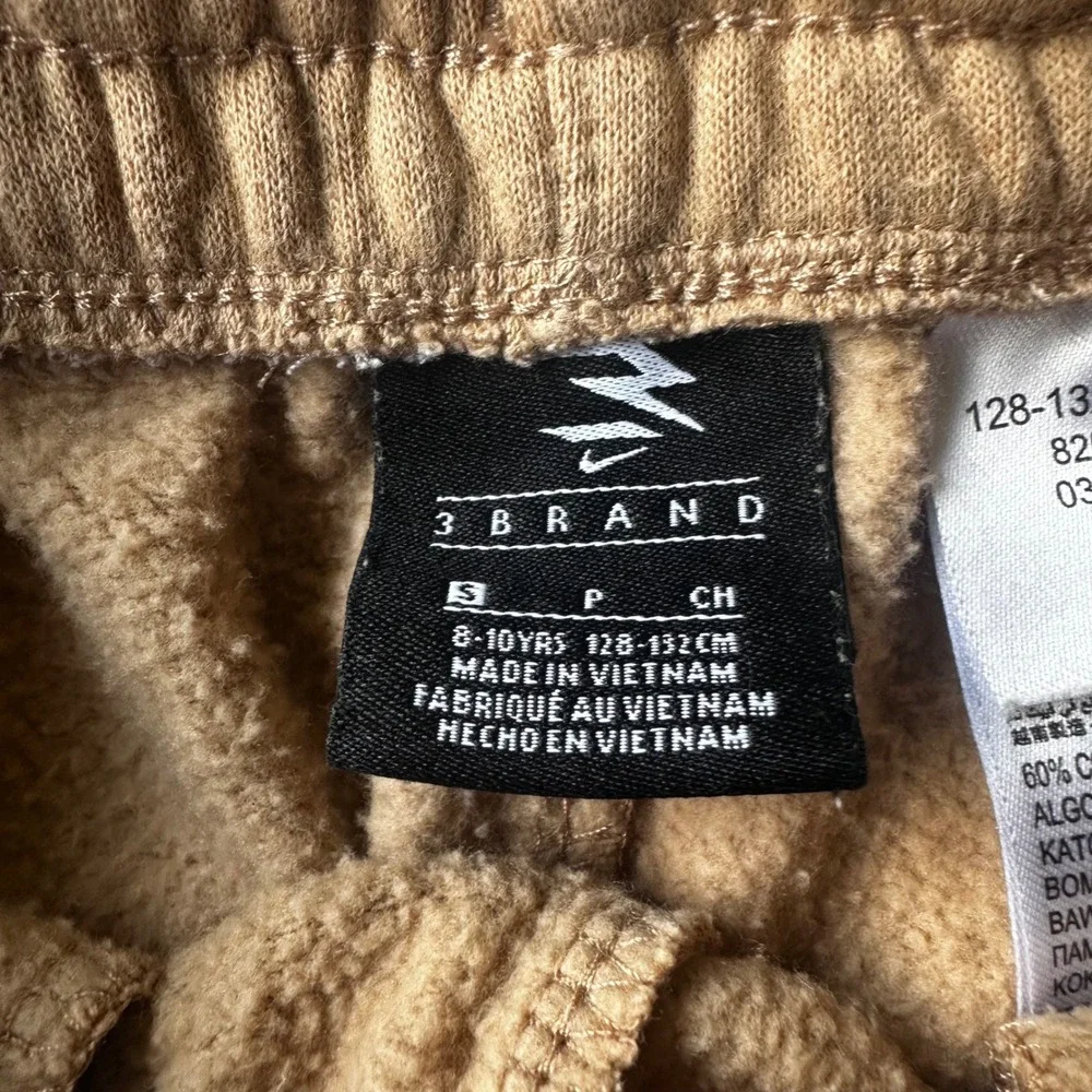 Nike 3Brand Sweatpants Kids Small Tan Excellent Russell Wilson Fleece Joggers